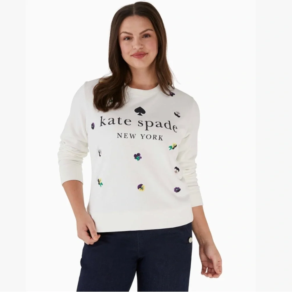 kate spade white logo sweatshirt with multicolor accents - Picture 4 of 5